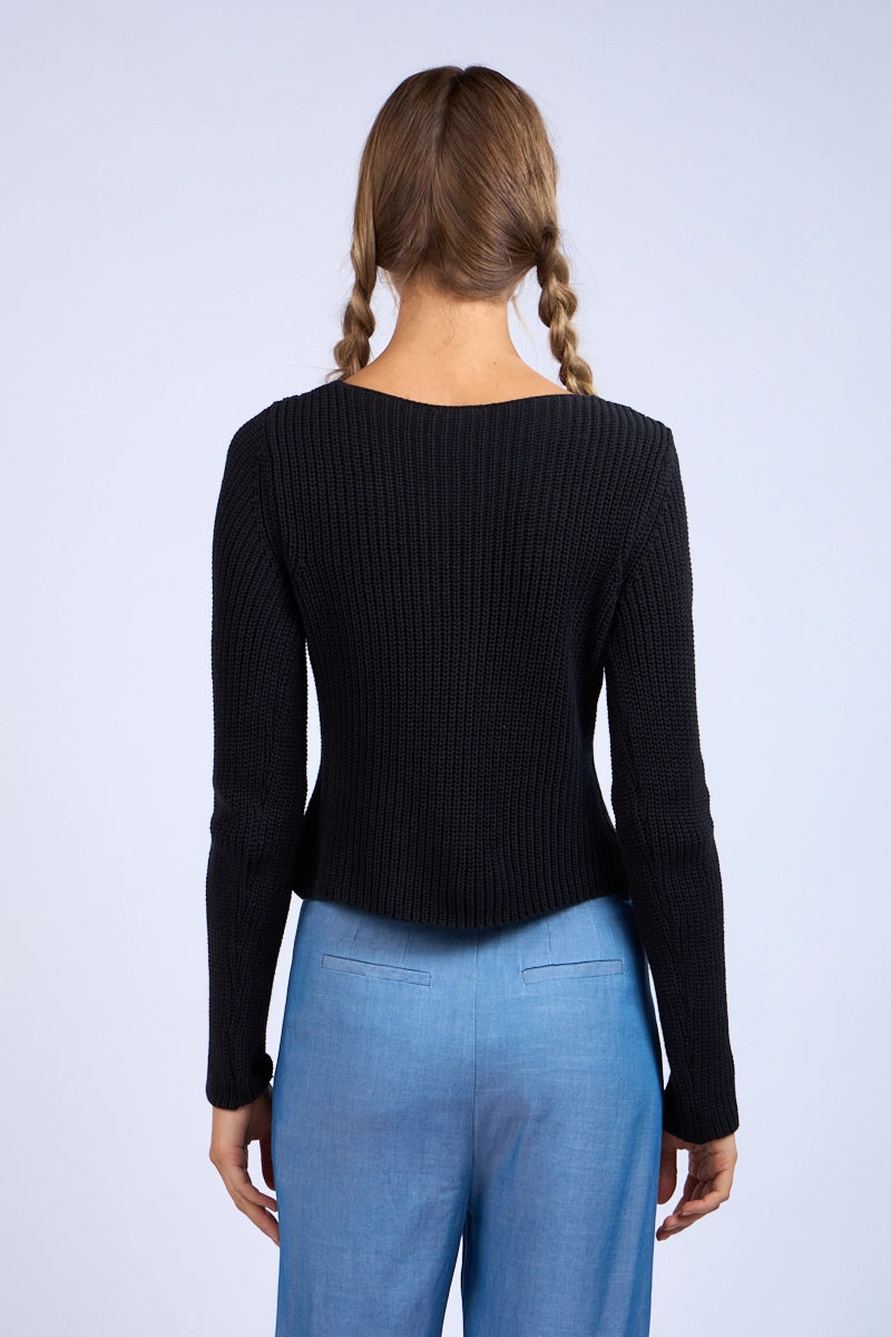 Renata Sweater Top - BLACK