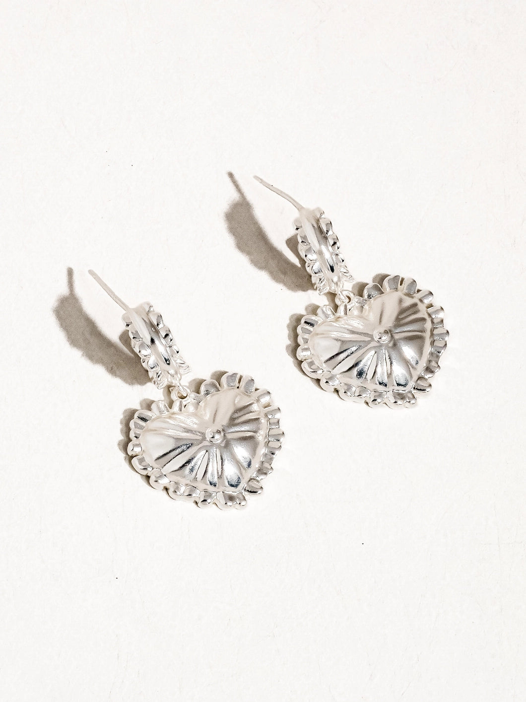 Reno Vintage Heart Earrings - SILVER