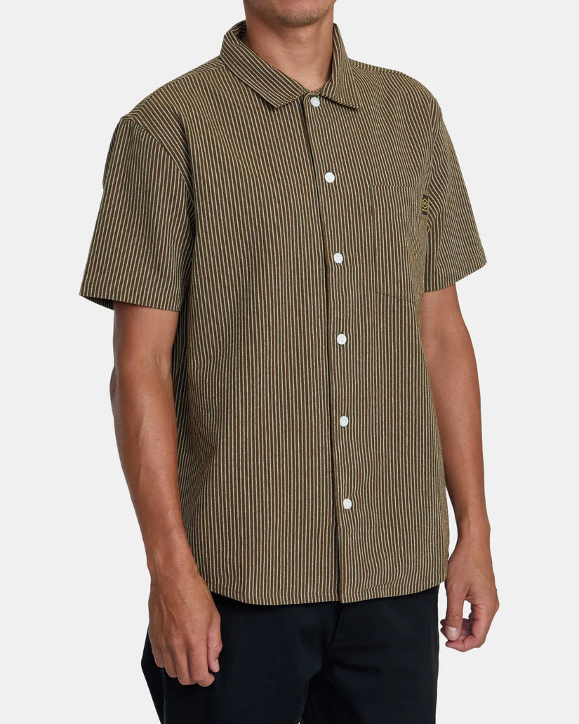 Dayshift Stripe Short Sleeve - BOMBAY BROWN