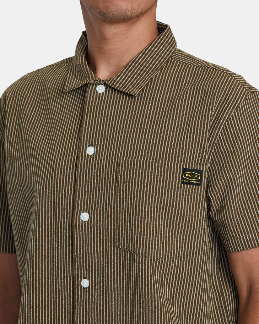 Dayshift Stripe Short Sleeve - BOMBAY BROWN