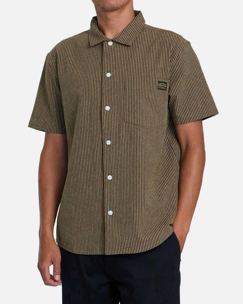 Dayshift Stripe Short Sleeve - BOMBAY BROWN