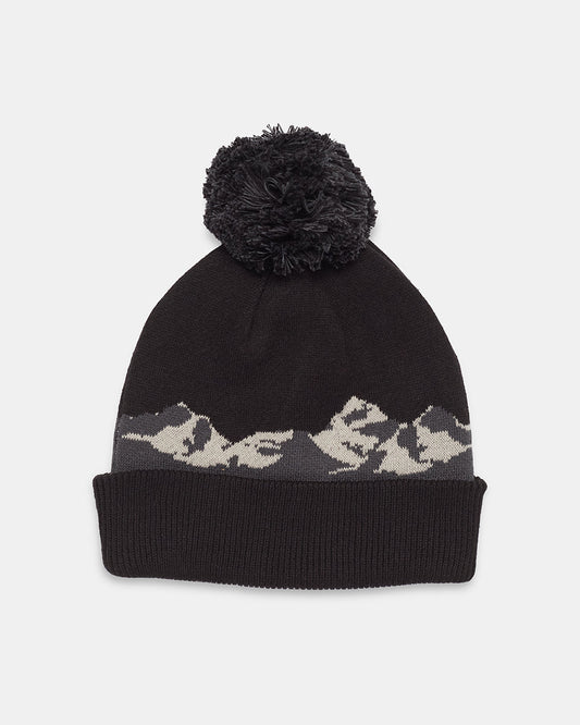 Mountain Scenic Pom Beanie - BLACK/STONE