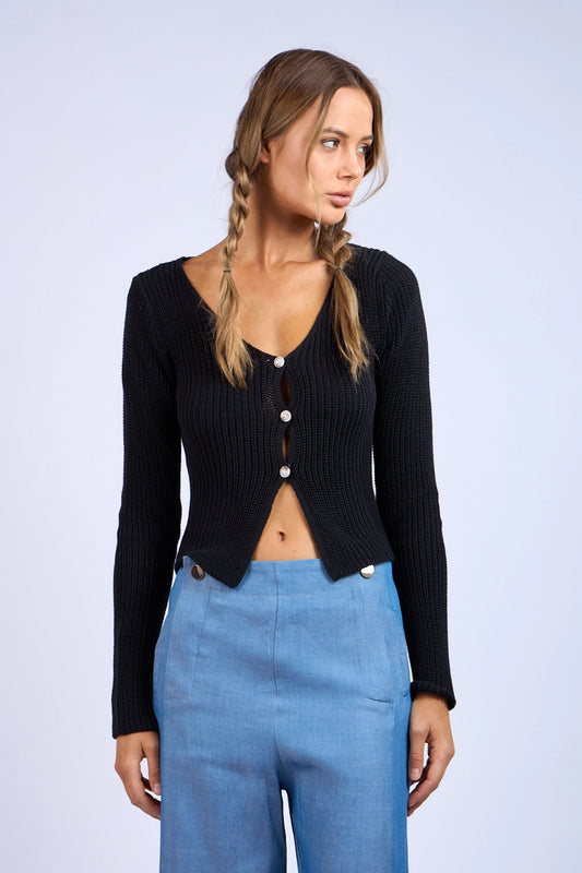 Renata Sweater Top - BLACK