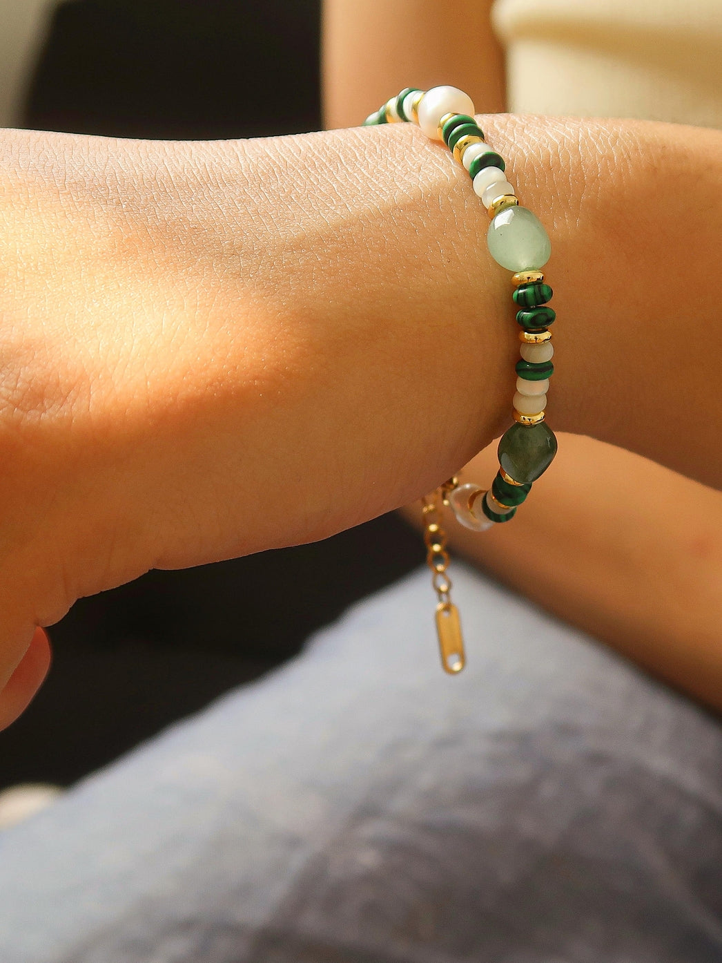 Handmade Boho Bead Bracelet - FAYE GREEN