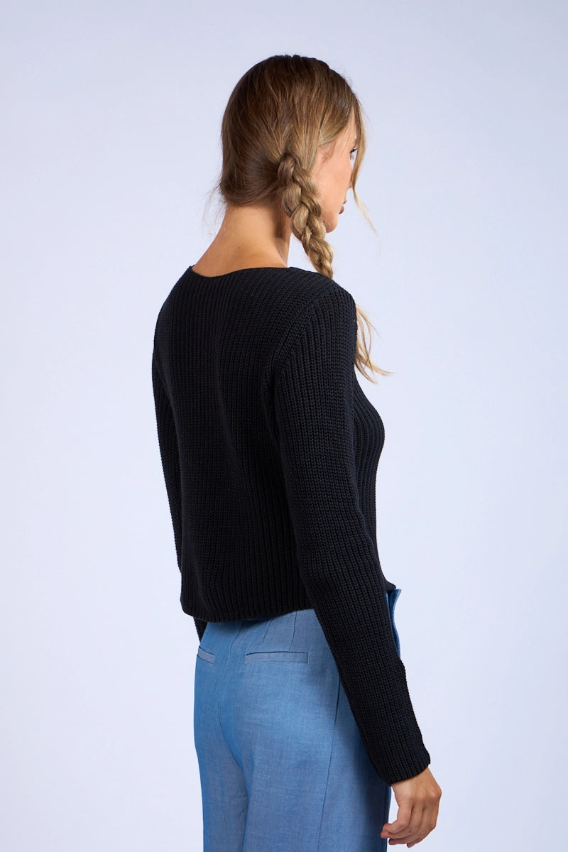 Renata Sweater Top - BLACK